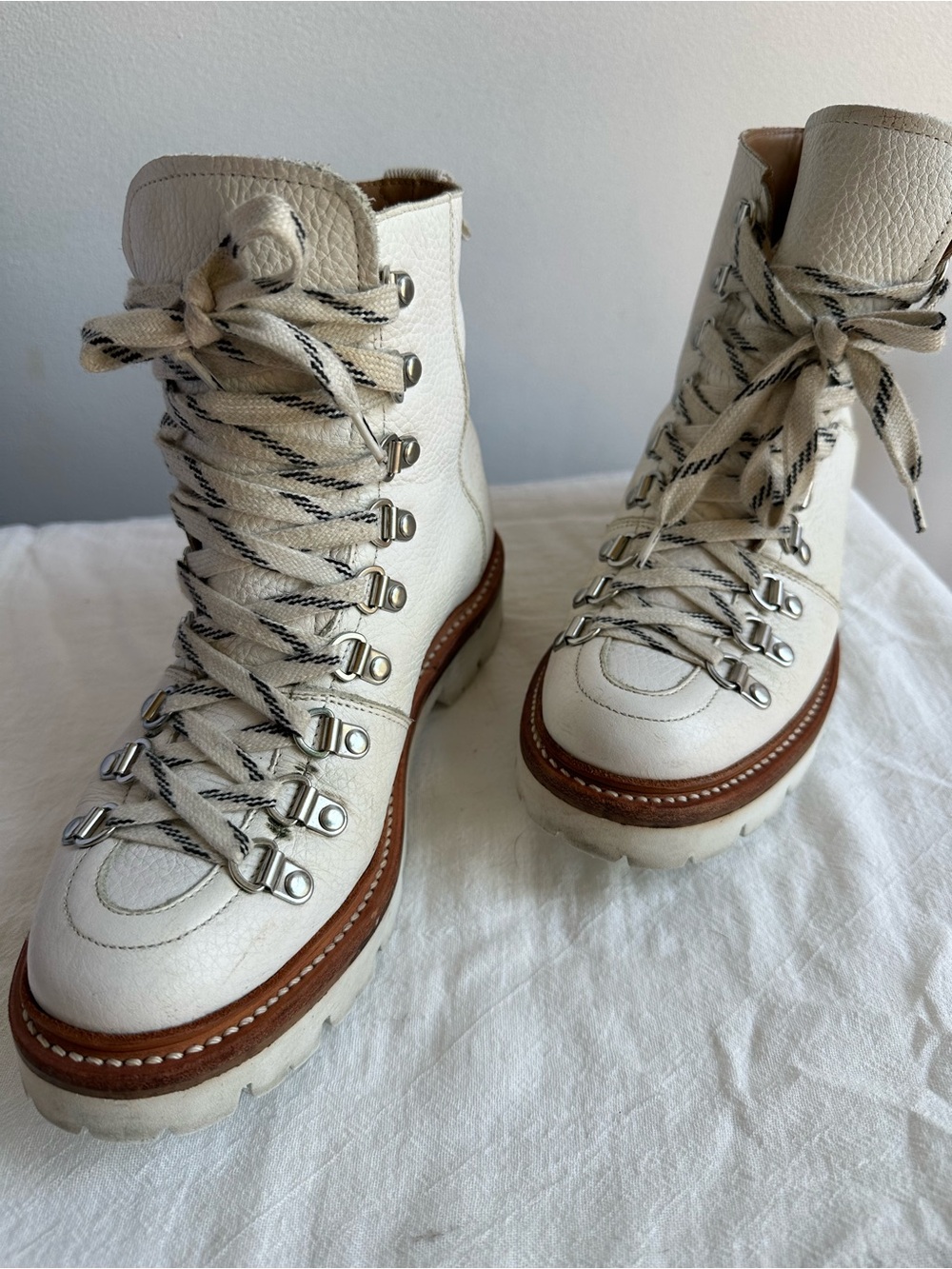 Grenson Alice White Leather Hiking Boots UK 3 210001